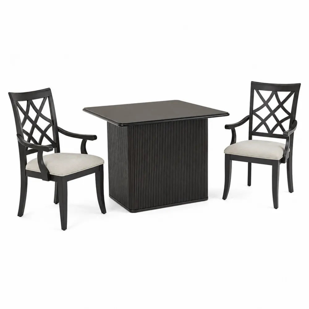 Esszimmer-Set Eiche Schwarz mit Polsterstühlen