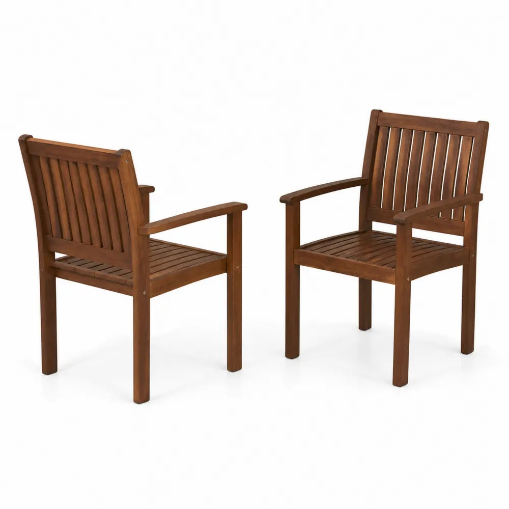 2er Set Gartenstühle Holz Braun
