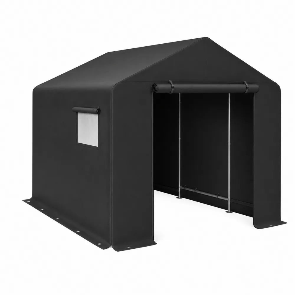 Schwarzes Outdoor-Lagerzelt aus PVC und Stahl, 300x200x200 cm