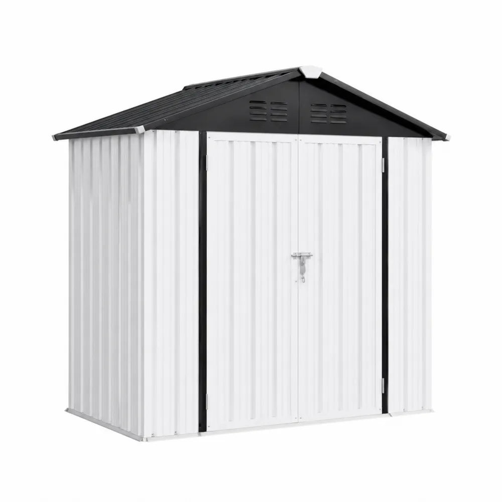 Metallgerätehaus mit Doppeltür 213x130x173 cm Weiß/Schwarz