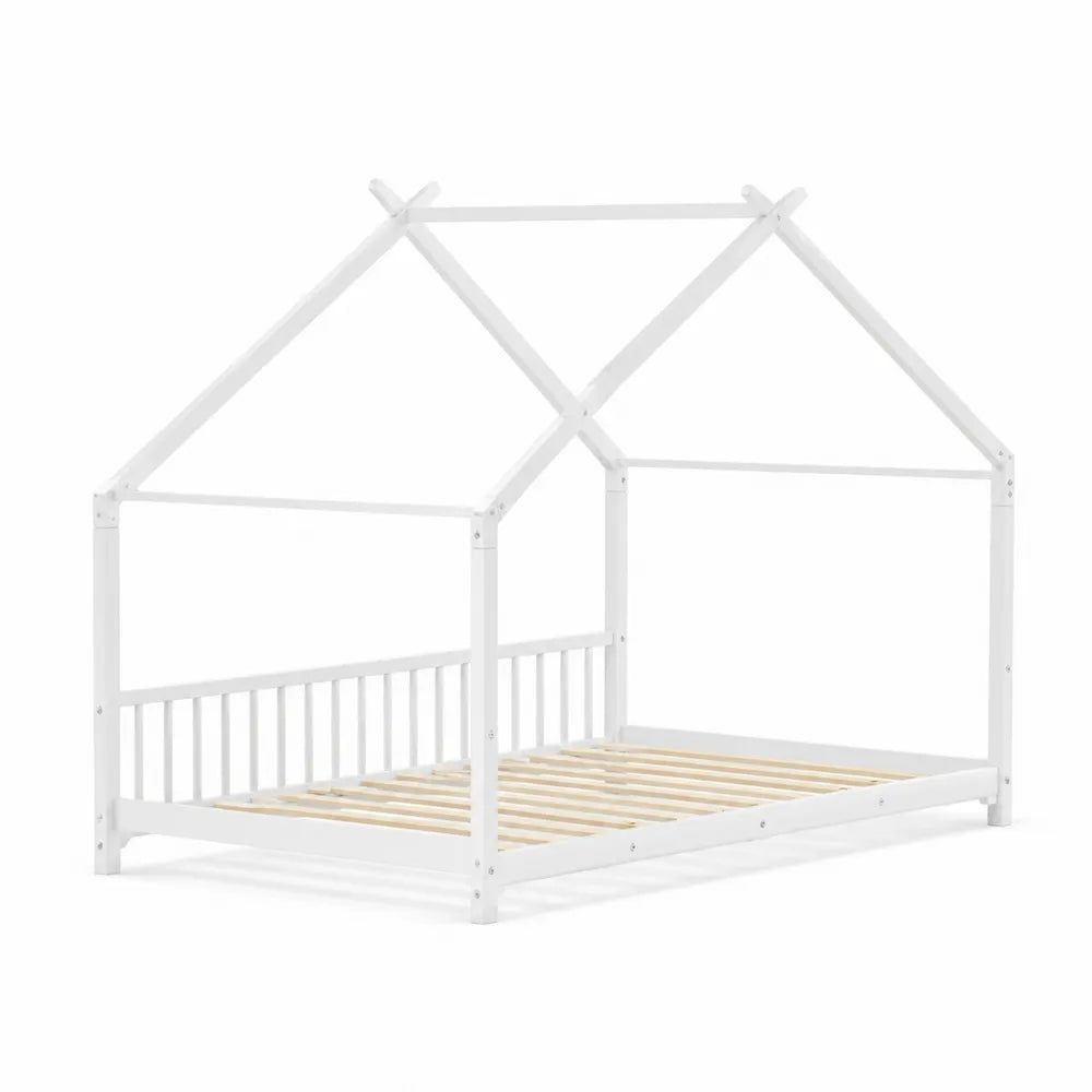 Kinderbett Hausform Kiefernholz Weiß 200x90 cm