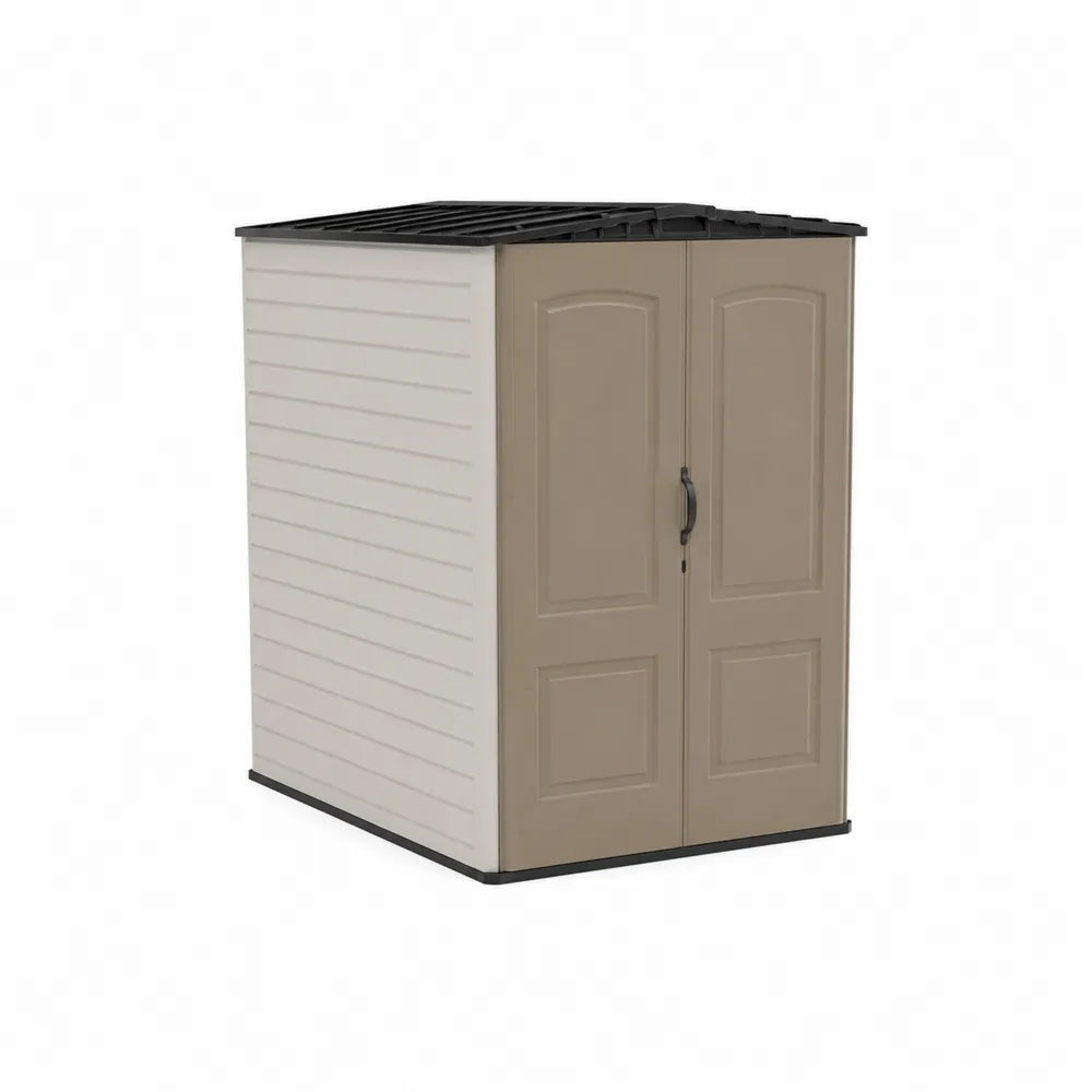 Gartenschrank aus Kunststoff Polypropylen Beige-Schwarz 182x110x135cm