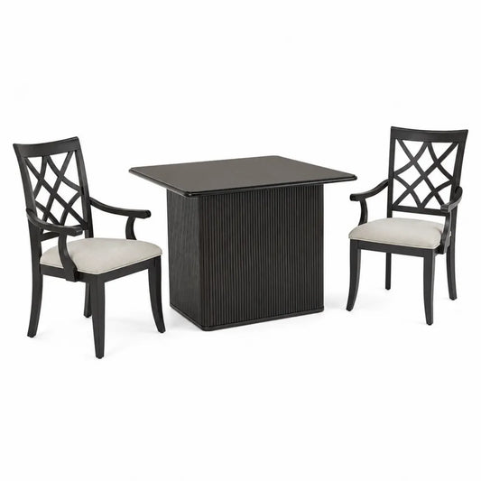 Esszimmer-Set Eiche Schwarz mit Polsterstühlen