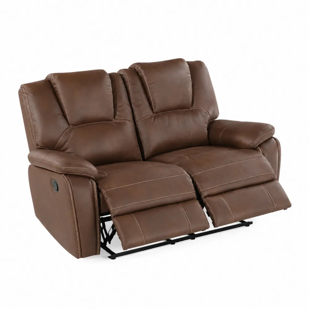 Zweisitzer Relaxsofa Leder Braun mit Liegefunktion