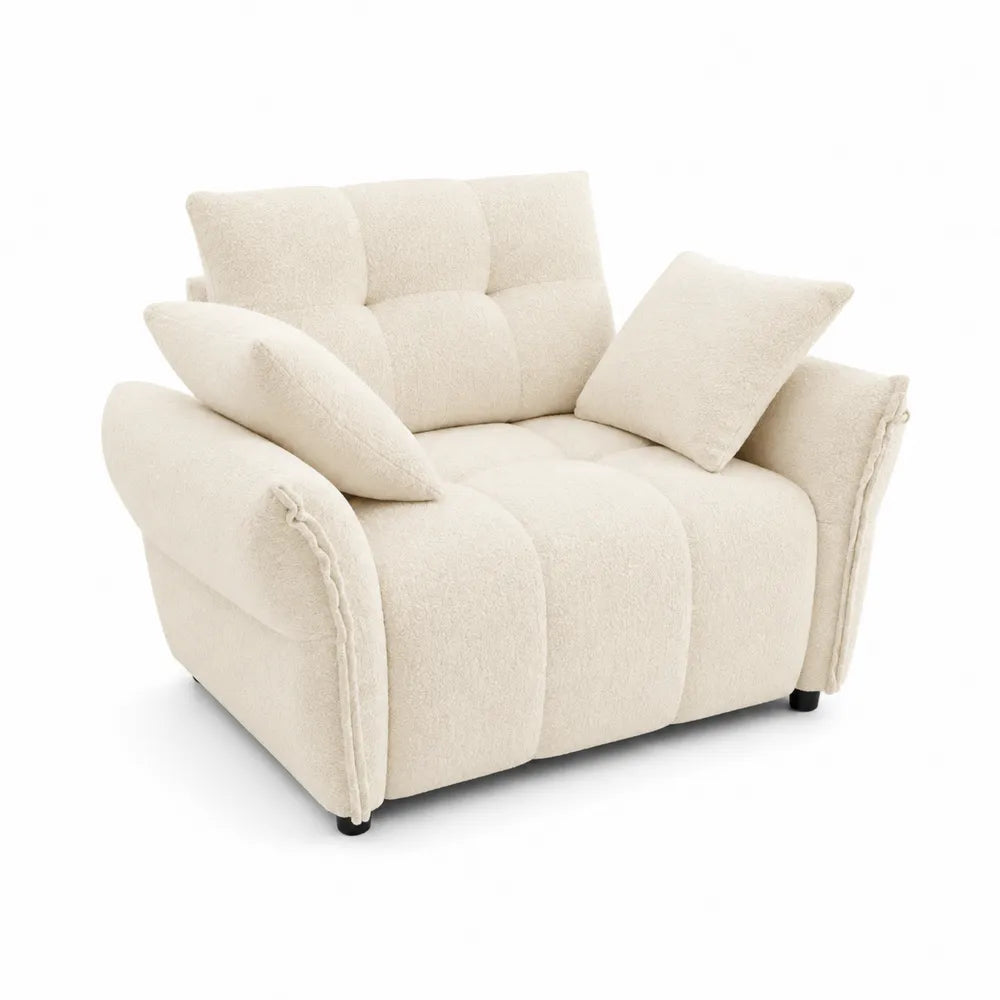 Bouclé Loveseat mit Kissen Beige