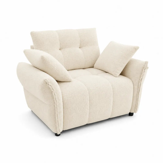 Bouclé Loveseat mit Kissen Beige