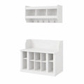 Garderobenmöbel Set Weiß MDF mit Haken und Sitzbank