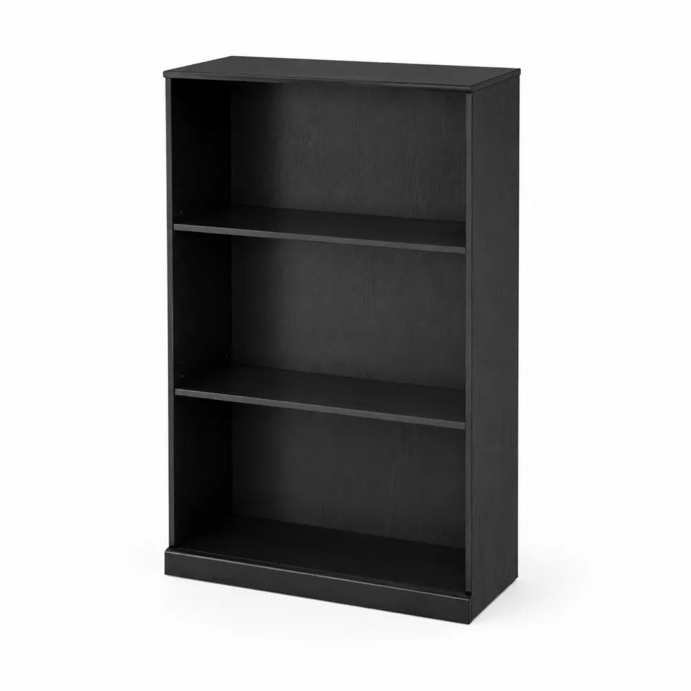 Bücherregal Schwarz MDF 3 Ebenen 120x75x25 cm