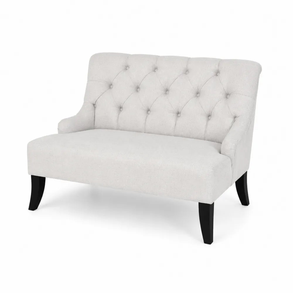 Zweisitzer Sofa aus Stoff Beige mit Holzbeinen