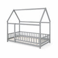 Kinderhausbett aus Kiefernholz Grau 208x98x160 cm